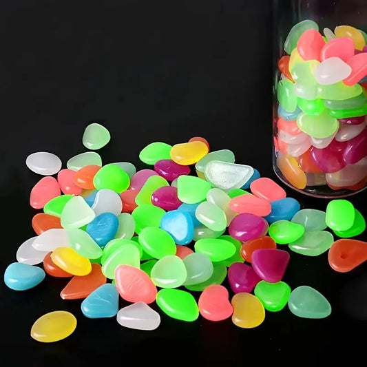 Glow in Dark Luminous Garden Decorative Stones – 100 Pcs