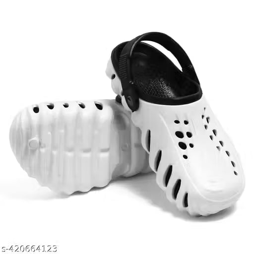 Men’s Lightweight Black & White Clogs – Comfortable Sandals